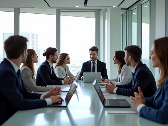 Team meeting in un moderno ufficio con design elegante